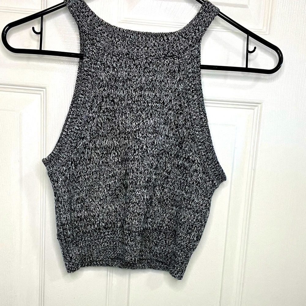 Cute crop sweater, trendy, black and white, crotchet